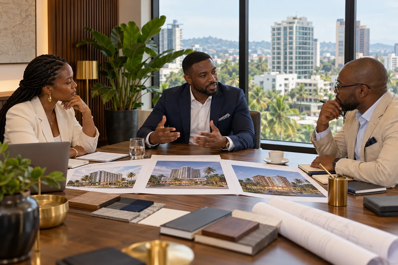 Illustrative meeting of managers from several properties.